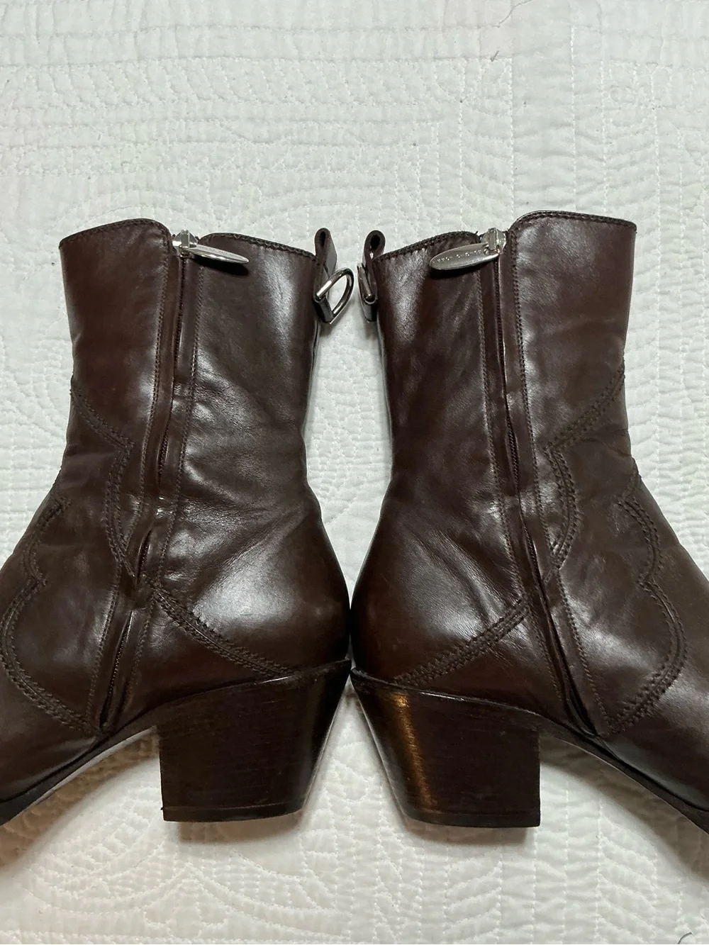 Vintage Sergio Rossi Brown Leather Western Ankle Boots Style 7003 Size 39